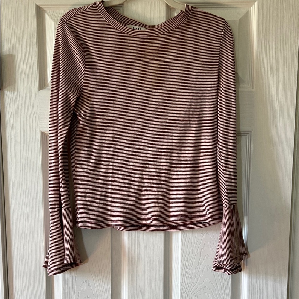 Striped Long Sleeve Top Bell Sleeve